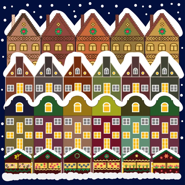 Cidade festiva do inverno —  Vetores de Stock
