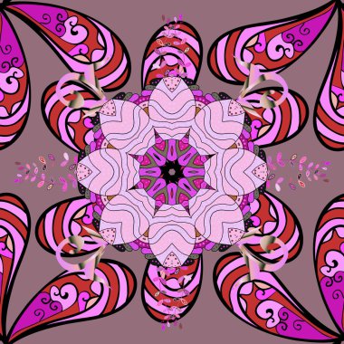 Vektör çizimi. Klasik çiçek tasarımı elementleri. Pembe, siyah ve nötr kıvırcık çiçekler pembe, siyah ve nötr renklerde şekillenir..