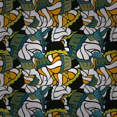 Yemek afişi tasarımı için. Yeşil, siyah ve beyaz üzerinde şirin bir doğum günü deseni. Kusursuz kek, peri pastası. Vektör.