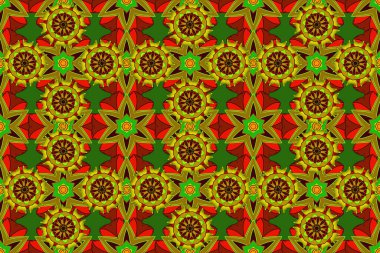 Elle boyanmış suluboya, dikişsiz çiçekler ve bitkiler. Sarı, yeşil ve kahverengi renkte çiçekler.