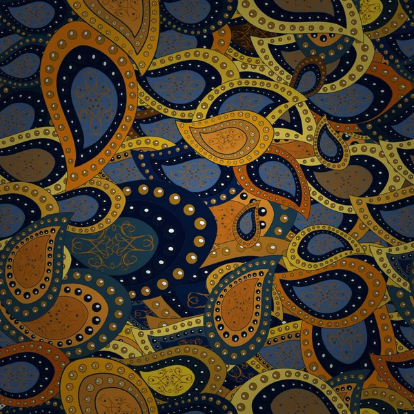 Vecteur Sans Couture Magnifique Motif Tissu Caniches Bleu Orange Jaune — Image vectorielle