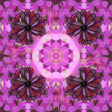 Süslü kumaş deseni. Çiçekli, suluboya desenli kusursuz çiçek deseni. Vektör deseni.