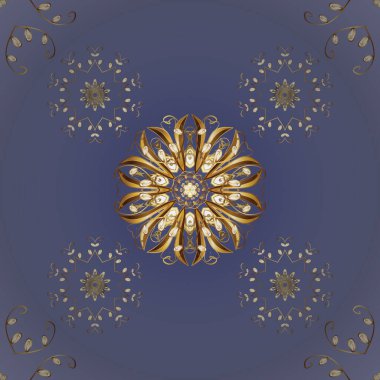 Davetiyeler, kartlar, web sayfası için vektör illüstrasyonu. Doğu tarzı element. Mor ve mavi renklerde altın element. Çizgi sanatı tasarım şablonu için kusursuz sınır. Altın çizgili çiçek dekoru.