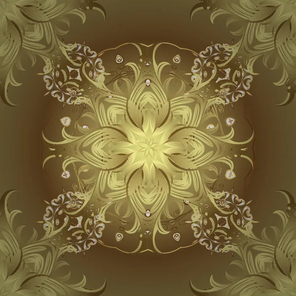 Floral Pattern Seamless Vector Background Sketch Baroque Damask Golden Elements — Stock Vector