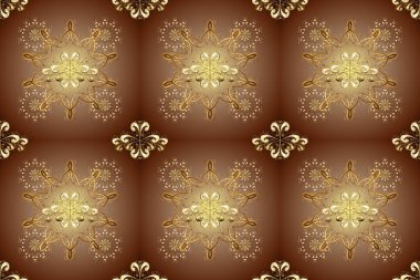 Kahverengi ve bej renklerde altın elementlerle geleneksel altın sarısı desen. Barok tarzında kusursuz bir doğulu süsü..