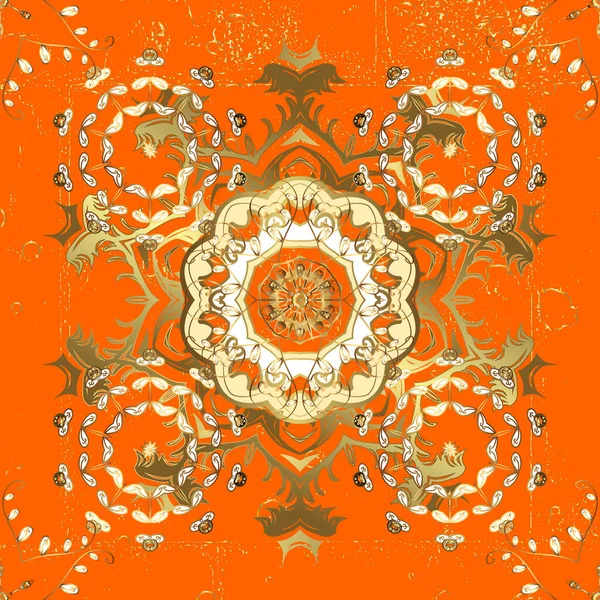 Adorno Floral Dorado Estilo Barroco Patrón Sin Costuras Damasco Repitiendo — Vector de stock