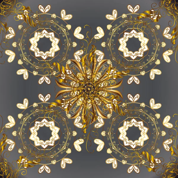 Арабески Восточного Стиля Золотистые Кудри Векторный Золотой Узор Цветной Рисунок — стоковый вектор