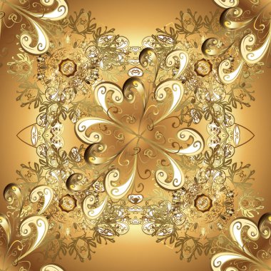 Bej ve kahverengi renklerde altın elementler. Barok tarzında kusursuz bir doğulu süsü. Geleneksel klasik, kusursuz vektör kalıbı.
