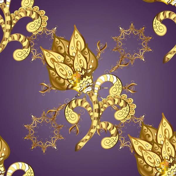 Patrón Sin Costuras Colores Púrpura Con Elementos Dorados Patrón Dorado — Archivo Imágenes Vectoriales