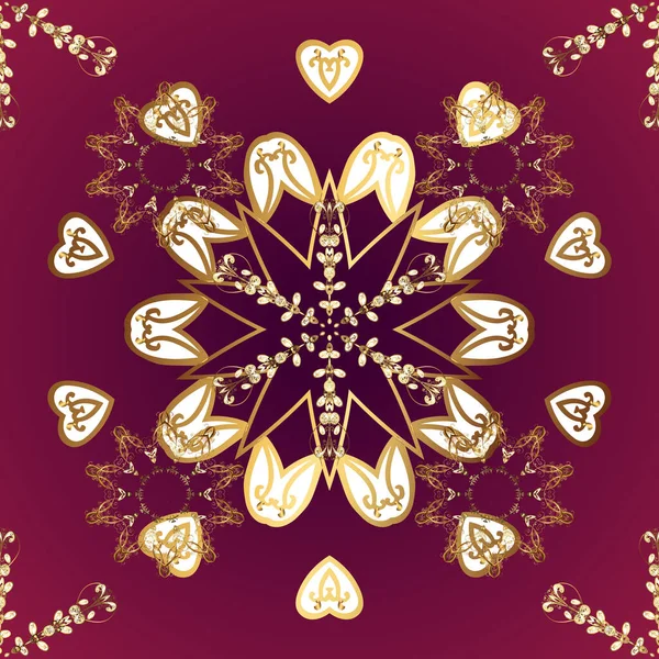 Barok tarzında kusursuz bir doğulu süsü. Mor ve kırmızı renkler üzerinde geleneksel altın pürüzsüz desen.