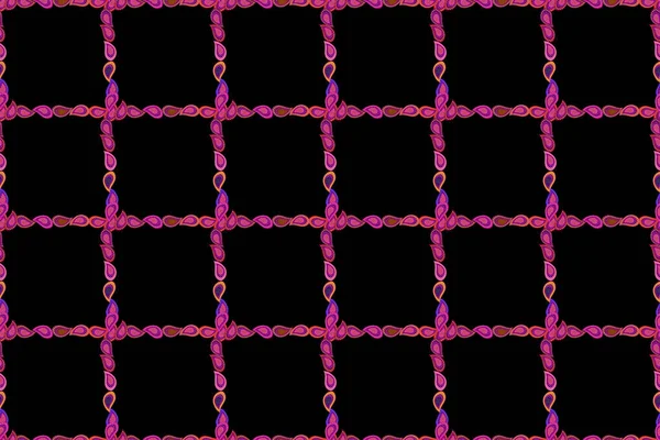 Raster illustration. Illustration in purple, magenta and black colors. Seamless pattern.Hand drawn doodle frames.