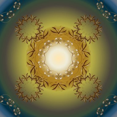 Antika altın tekrarlanabilir çizim. Sarı ve nötr renkler üzerine altın element. Damask motifi arka planı tekrarlıyor. Barok tarzında altın sarısı ve nötr çiçek süsü..