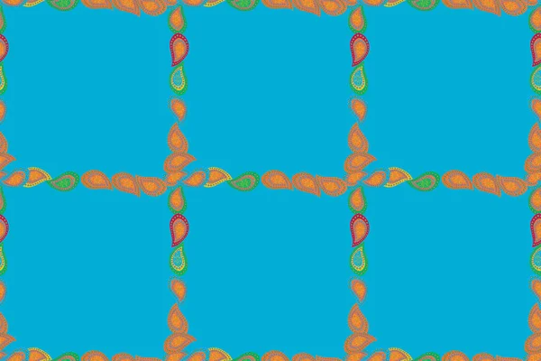 Nahtloses Muster Raster Illustration Quadratische Rahmen Kritzeln Abbildung Grünen Orangen — Stockfoto