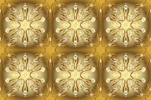 Floral Tiles Golden Pattern Yellow Brown Beige Colors Golden Elements —  Fotos de Stock