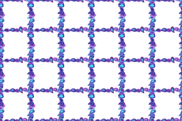 Иллюстрация Фиолетовых Синих Белых Цветах Бесшовный Шаблон Квадратные Рамки Каракули — стоковое фото