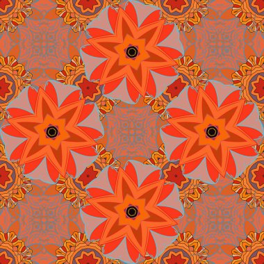 Güzel kumaş deseni. Vektör suluboya deseni, narin çiçekler, turuncu, mavi ve kırmızı çiçekler, tebrik kartı şablonu.