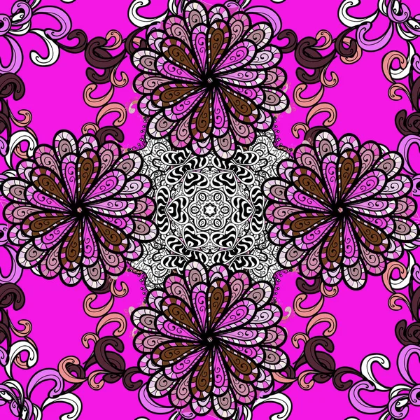 Fleurs Sur Magenta Couleurs Noir Rose Modèle Floral Vectoriel Style — Image vectorielle