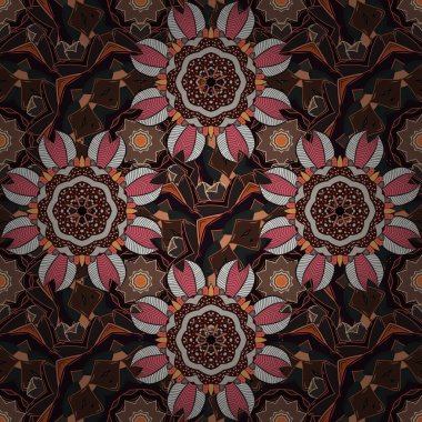 Kusursuz bir mahsul. Düz Çiçek Elementleri Tasarımı. Vektör şirin kumaş deseni. Renkli Bahar Teması Kusursuz Arkaplan.