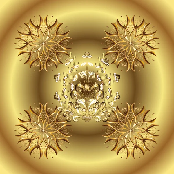 Wektor Złoty Kwiat Ornament Brokatu Tkaniny Wzór Metal Kwiatowym Wzorem — Wektor stockowy