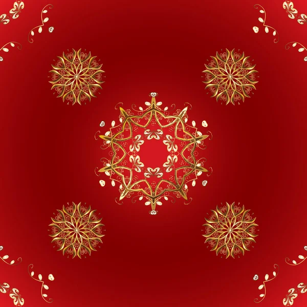 東部スタイルのヴィンテージデザイン要素 オーナメンタルレーストラック スケッチのための黄金の華やかなイラスト 花飾りのベクトルパターン 赤と茶色の伝統的なアラビアの装飾 — ストックベクタ