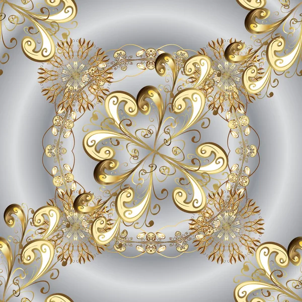 Bezešvé Damašek Klasický Zlatý Vzor Vektorové Abstraktní Pozadí Opakujícími Prvky — Stockový vektor