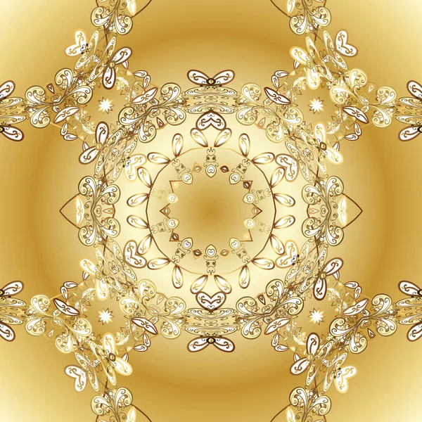벡터의 전형적 패턴입니다 노란색 베이지 황금색 패턴입니다 반복되는 요소들로 — 스톡 벡터