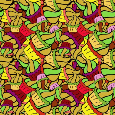 Çikolatalı doğum günü tatlı kek illüstrasyonu. Kusursuz leziz kekler ve kekler sarı, siyah ve yeşil üzerine vektör karikatür..