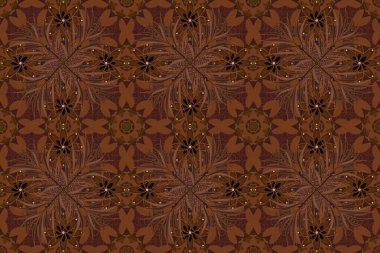 Hafif, bahar çiçekleri siyah, kahverengi ve mor renklerde. Raster illüstrasyonu. Çiçek ve yapraklı karalama şeklinde Raster çiçek deseni.