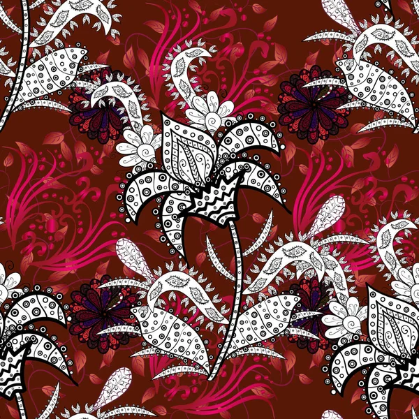 Flower painting for t shirt printing. Floral seamless pattern background. Flowers on red, black and white colors.