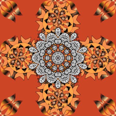 Siyah, beyaz ve turuncu renkli çiçekler. Çiçekli karalama şeklinde vektör deseni. Nazikçe, güzel çiçek arkaplanı..