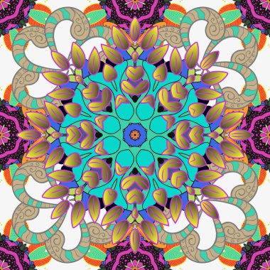 Çocuk stili. Çiçekli kusursuz vektör arkaplanı. Renkli Bahar Temalı Kusursuz Arkaplan. Düz Çiçek Elementleri Tasarımı.