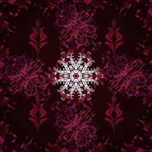 Векторный Бесшовный Цветочный Узор Цветы Долины Черного Красного Коричневого Цветов — стоковый вектор