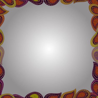 Vektör çizimi. Çizgi roman çerçevesi sarı, beyaz ve mor kenarlardan oluşur. Kusursuz..