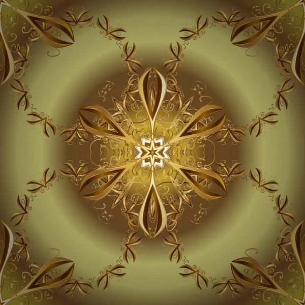 Бесшовный Золотой Узор Восточный Векторный Орнамент Золотой Узор Желтых Коричневых — стоковый вектор