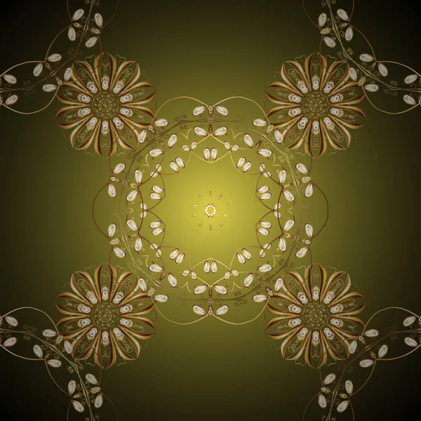 가시없는 다마스크 전형적 황금색 패턴이야 반복되는 원소들의 추상적 배경을 줍니다 — 스톡 벡터