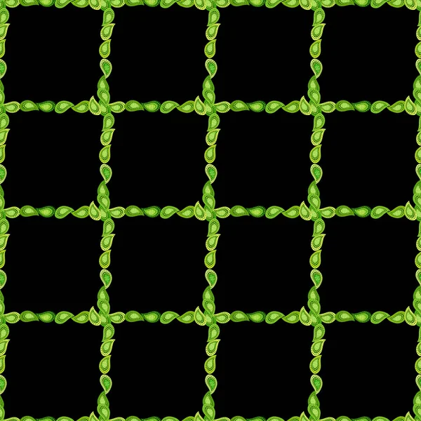 用黄色 黑色和绿色说明 无缝图案 向量元模板 框架结构涂鸦 — 图库矢量图片
