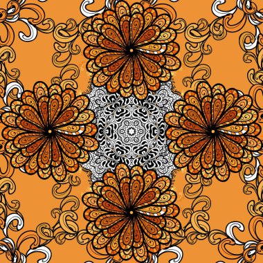 Güzel kumaş deseni. Düz Çiçek Elementleri Tasarımı. Renkli Bahar Temalı Kusursuz Arkaplan. Vektör illüstrasyonunda kusursuz çiçek deseni.