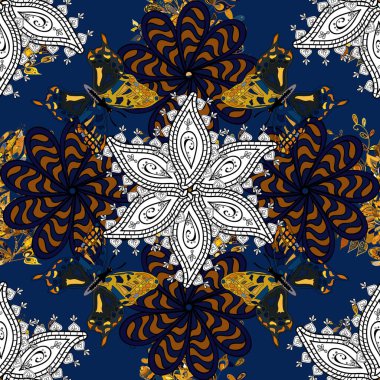 Renkli Bahar Temalı Kusursuz Arkaplan. Düz Çiçek Elementleri Tasarımı. Çiçeksel fantezi tasarımı. Parlak bir arka planda..