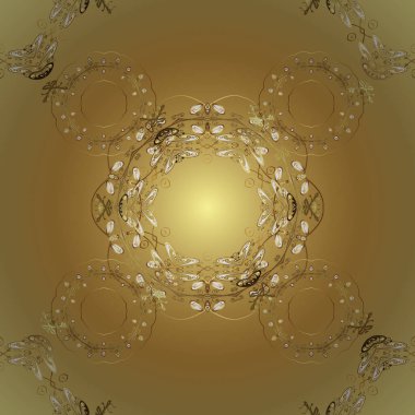 Vektör çizimi. Damask altın soyut çiçek bej ve sarı renklerde pürüzsüz desen. Süsleme.