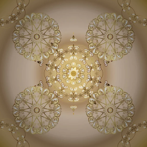 Классический Векторный Золотой Бесшовный Узор Цветочный Орнамент Парчи Текстиль Стекло — стоковый вектор