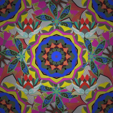 Davetiye kartı, hatıra defteri. İslam, Arapça, Hintçe, Türkçe, Pakistan. Mavi, gri ve yeşil renkler üzerine dekoratif Hint Yuvarlak Mandala. Eski model. Noel Kartı Mandala Tasarımı.