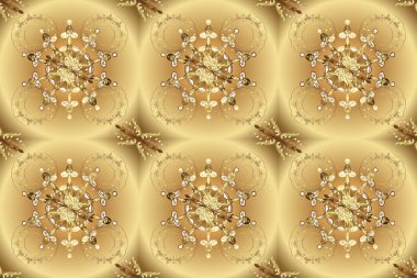 Kusursuz klasik bej, sarı ve altın desenli. Geleneksel oryantasyon süsü. Klasik vintage arkaplan.