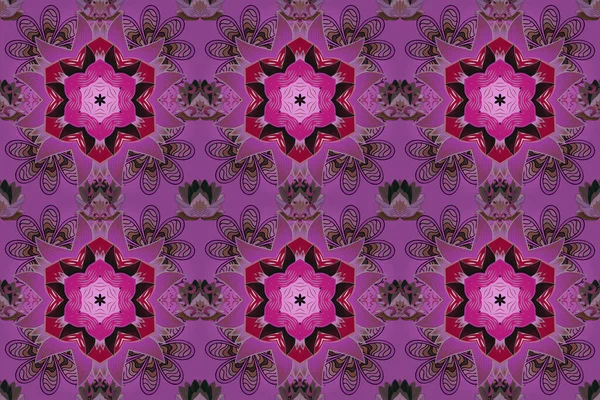 Gekleurde Ronde Bloemen Mandala Een Grijze Violette Roze Kleuren Voor — Stockfoto