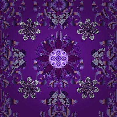 Renkli nötr, mor ve mor pürüzsüz desen. Doodle tarzı. El çizimi dikişsiz sonbahar çiçekleri deseni. Tekstil ve kapak tasarımı için mükemmel. Tarafsız, mor ve mor renkte çiçekler.