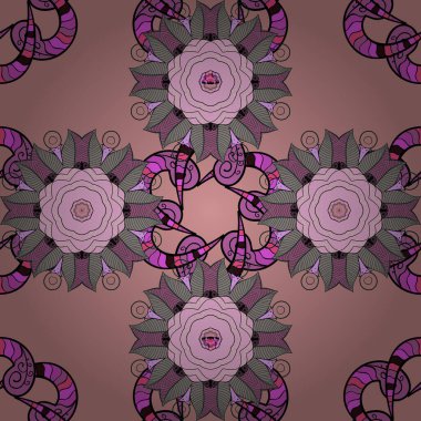 Düz Çiçek Elementleri Tasarımı. Renkli Bahar Temalı Kusursuz Arkaplan. Çocuk stili. Çiçekli kusursuz vektör arkaplanı.