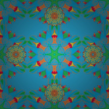 Moda arka planında parlak buketler. Kumaş, eskiz ve kağıt üzerine baskı yapmak için gelişen arka plan. Vektör çizimi. Sevimli, pürüzsüz desenli, bağbozumu tarzında küçük bir çiçek..