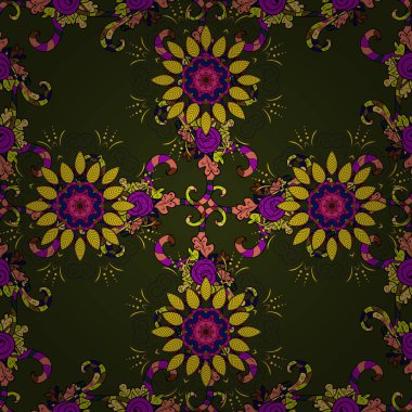 Sarı, siyah ve gri renkte yaz çiçekleri. Vektör çizimi. Küçük çiçekteki sevimli çiçek deseni. Vektör deseni.