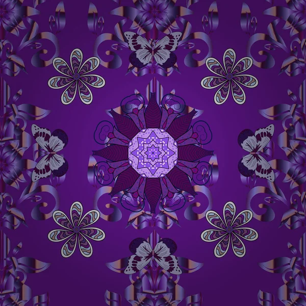 Patrón Neutro Colorido Violeta Púrpura Sin Costuras Estilo Doodle Dibujado — Vector de stock