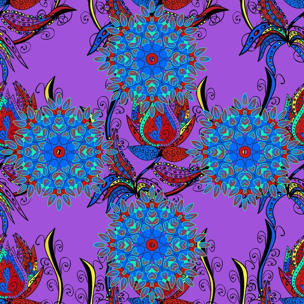 Color Primavera Tema Patrón Sin Costuras Fondo Flores Colores Violeta — Vector de stock
