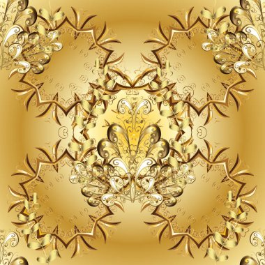 Barok tarzında kusursuz bir doğulu süsü. Sarı ve bej renklerde altın elementlerle geleneksel klasik altın vektör deseni.